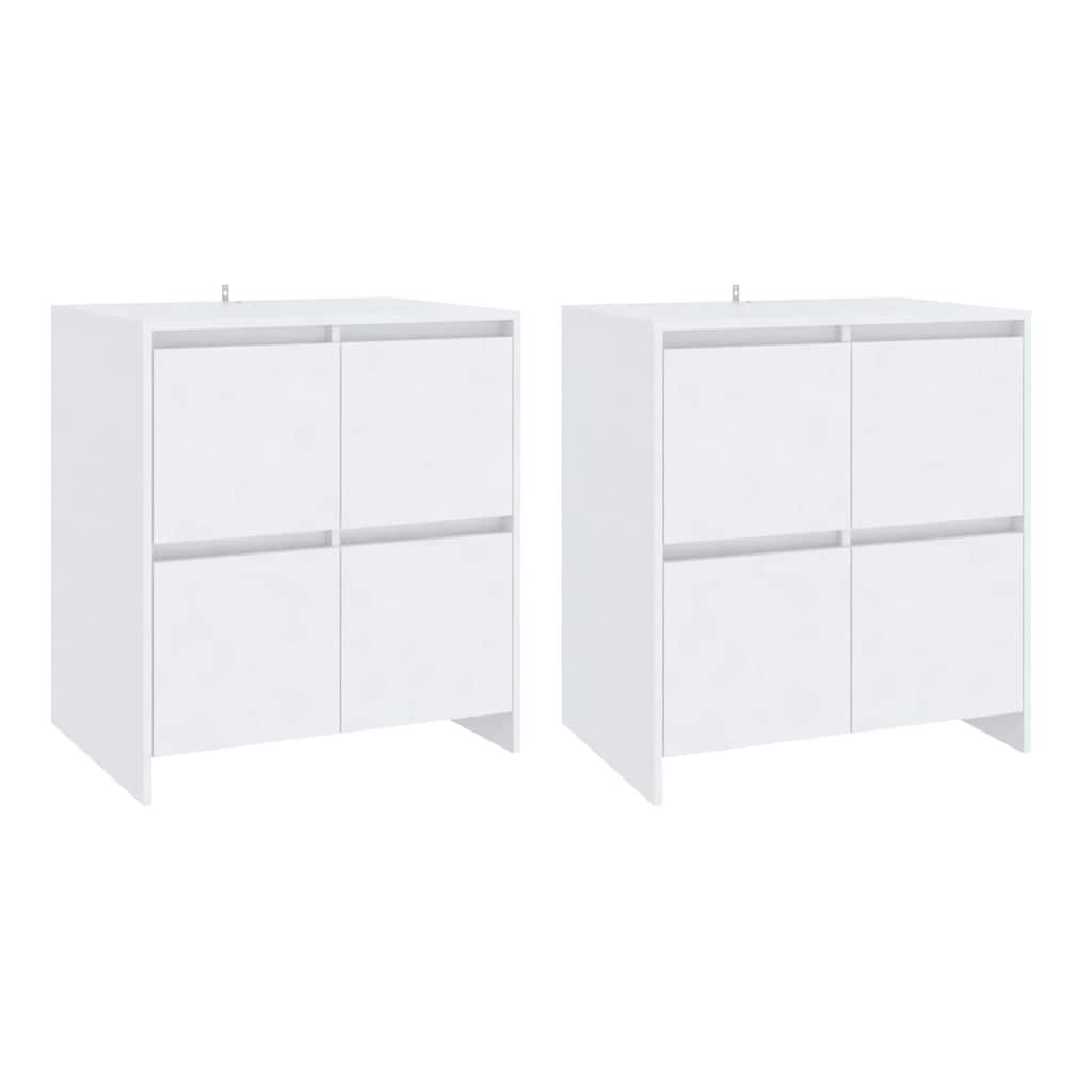 Buffets 2 pcs Blanc 70x41x75 cm Bois d'ingénierie