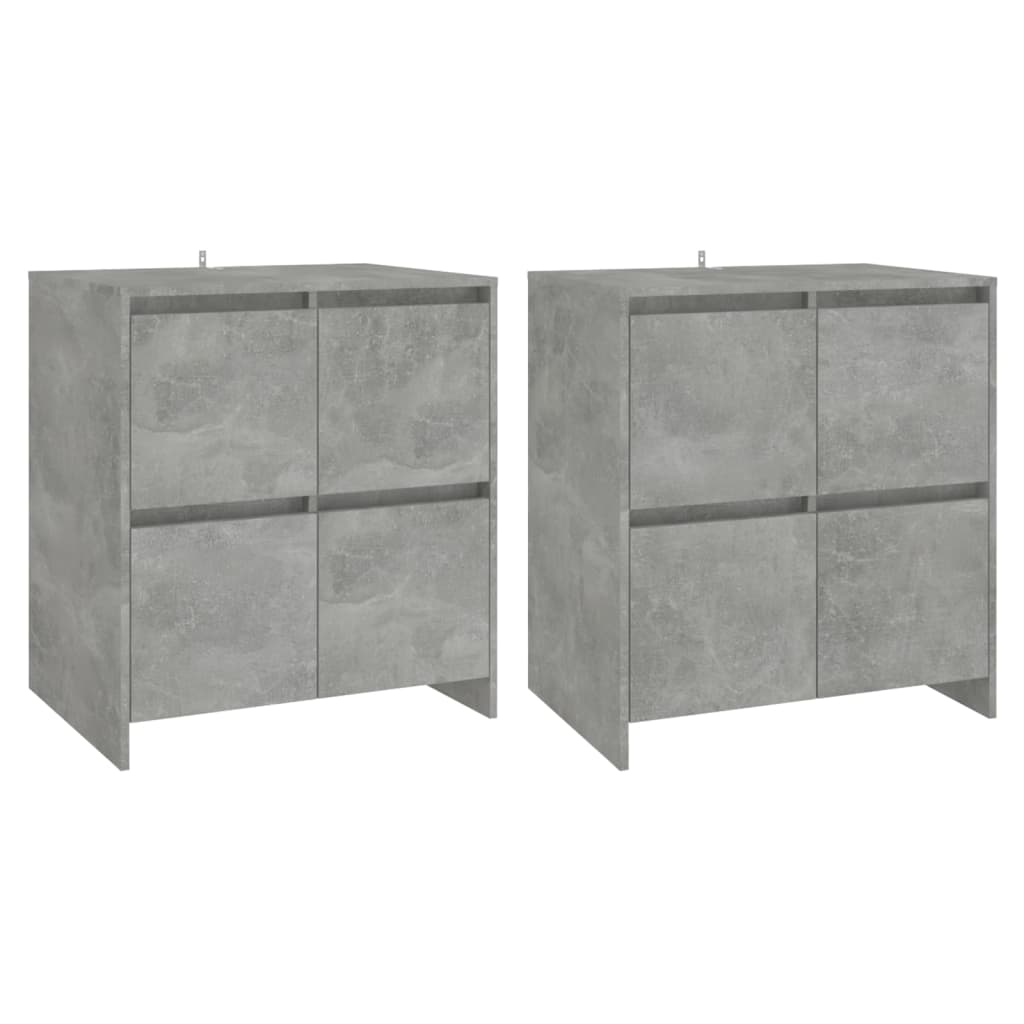 Buffets 2 pcs Gris béton 70x41x75 cm Bois d'ingénierie - XIOS