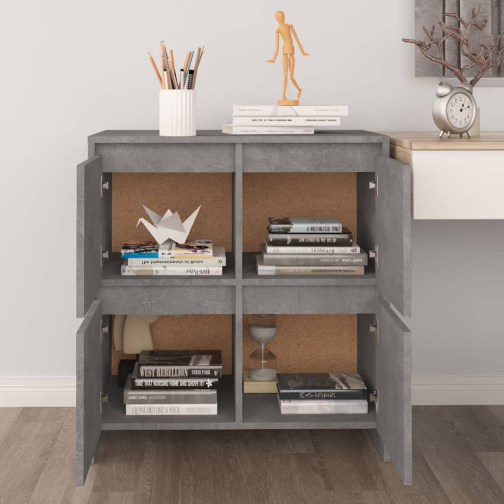 Buffets 2 pcs Gris béton 70x41x75 cm Bois d'ingénierie - XIOS