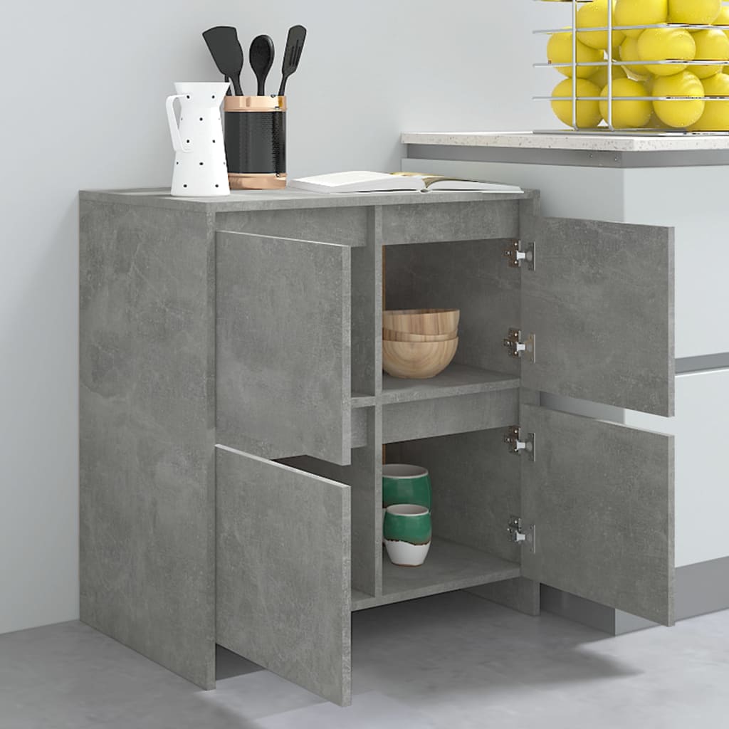 Buffets 2 pcs Gris béton 70x41x75 cm Bois d'ingénierie - XIOS