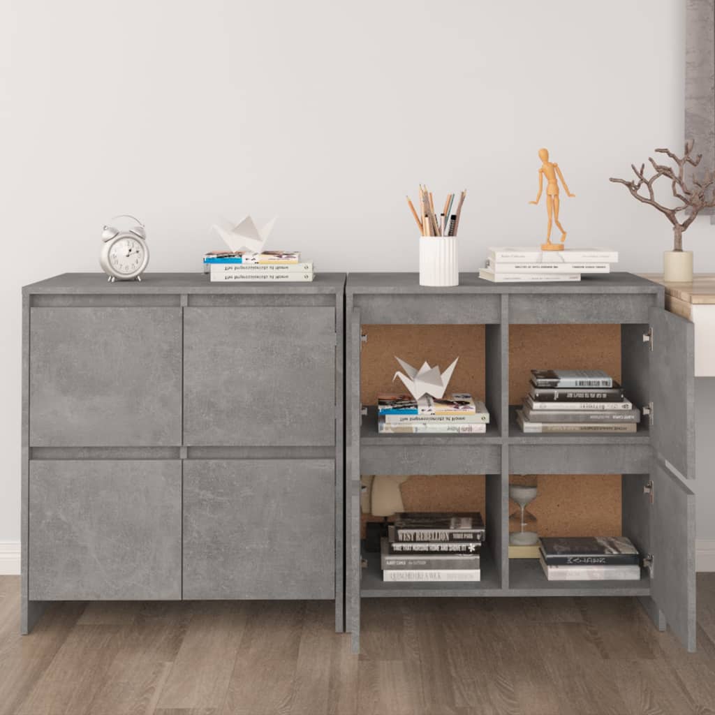 Buffets 2 pcs Gris béton 70x41x75 cm Bois d'ingénierie - XIOS