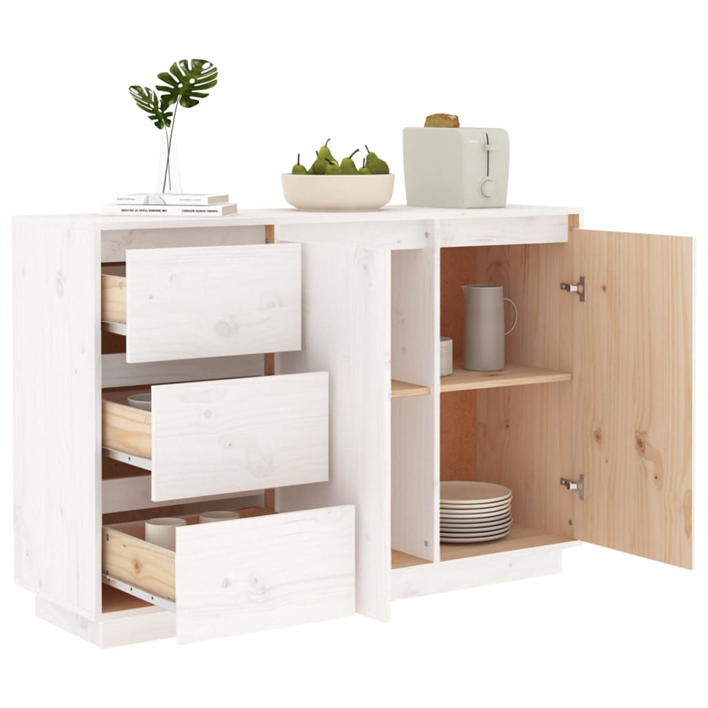 Buffet Blanc 111x34x75 cm Bois massif de pin - XIOS