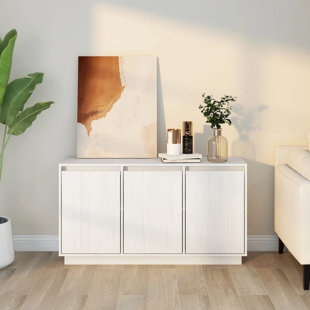 Buffet Blanc 111x34x60 cm Bois massif de pin - XIOS