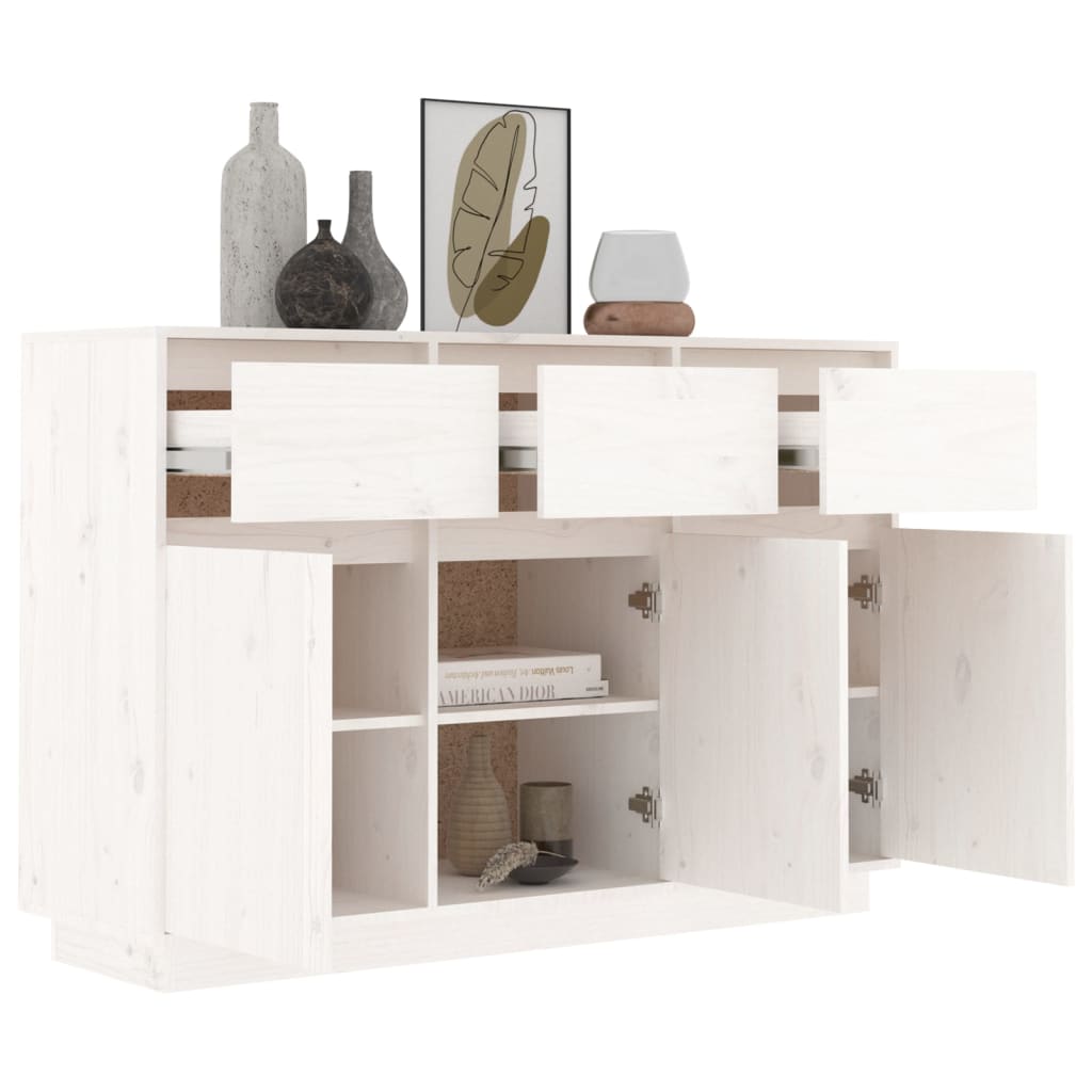 Buffet blanc 110x34x75 cm bois massif de pin - XIOS