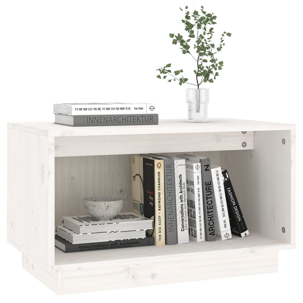Meuble TV Blanc 60x35x35 cm Bois de pin massif - XIOS