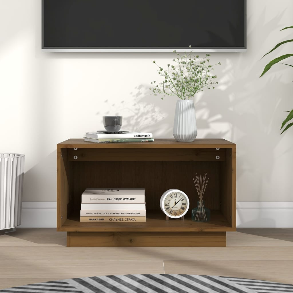 Meuble TV Marron miel 60x35x35 cm Bois de pin massif - XIOS