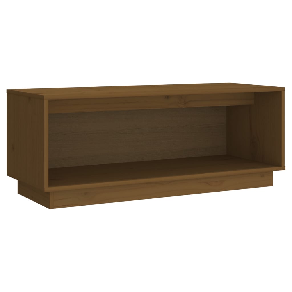 Meuble TV Marron miel 90x35x35 cm Bois de pin massif - XIOS