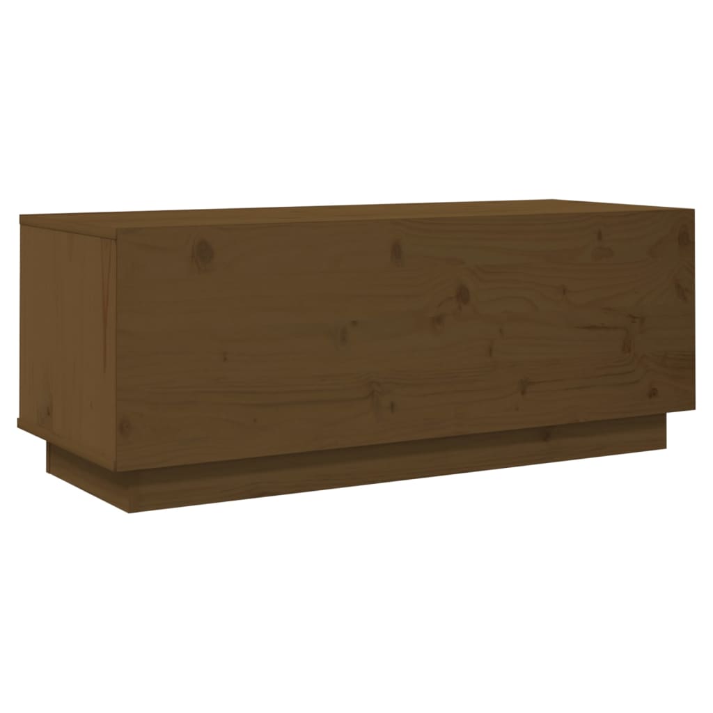 Meuble TV Marron miel 90x35x35 cm Bois de pin massif - XIOS