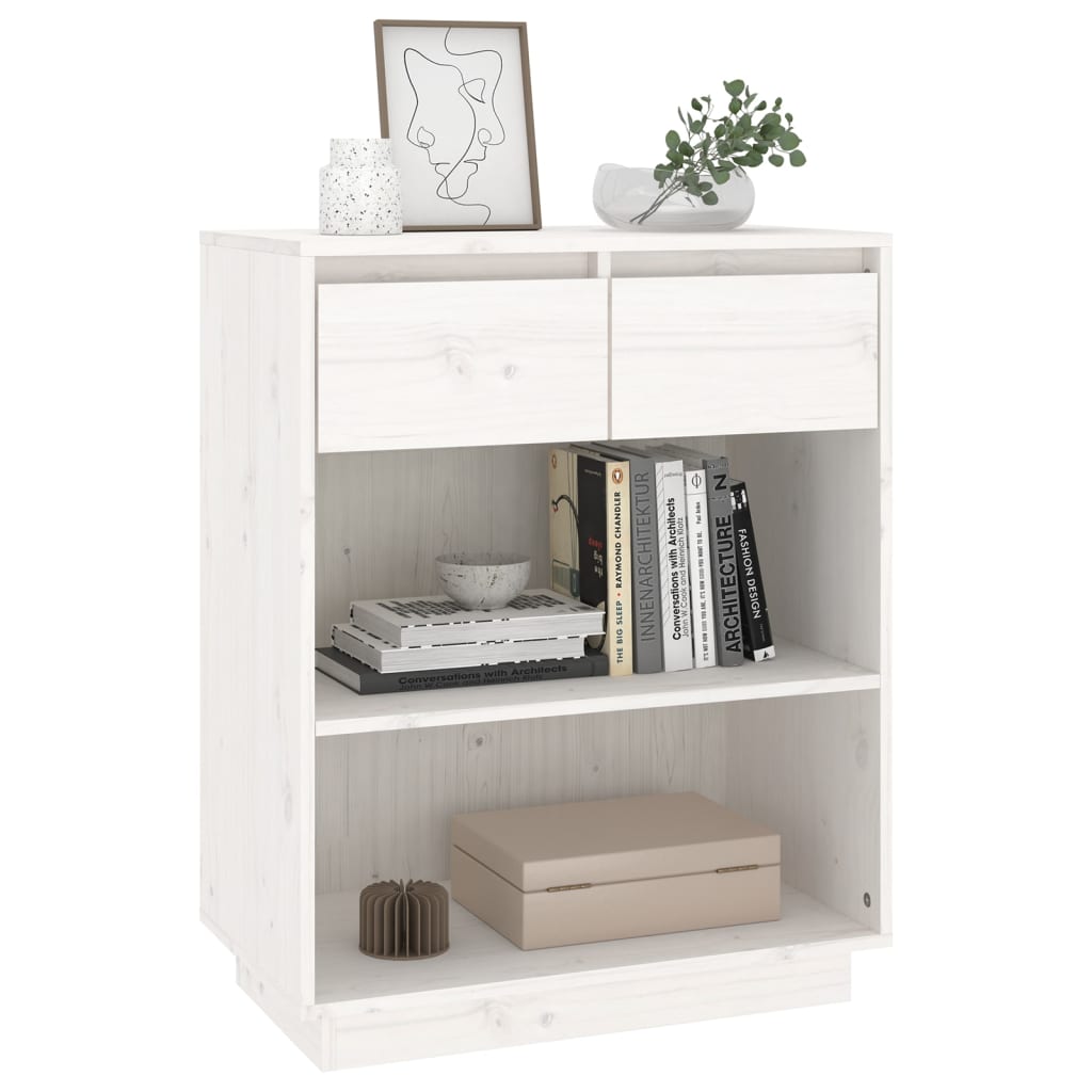Armoire console Blanc 60x34x75 cm Bois de pin solide - XIOS