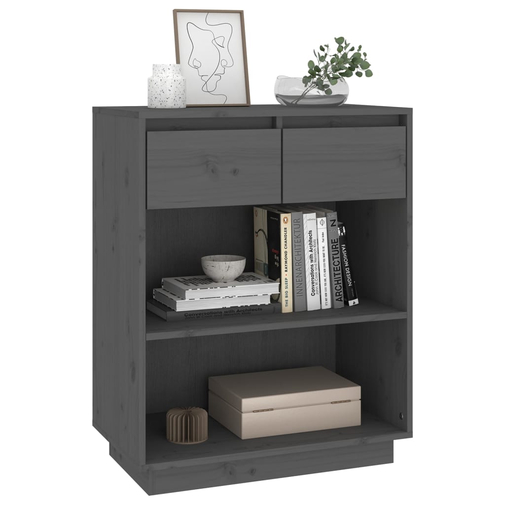 Armoire console Gris 60x34x75 cm Bois de pin solide - XIOS