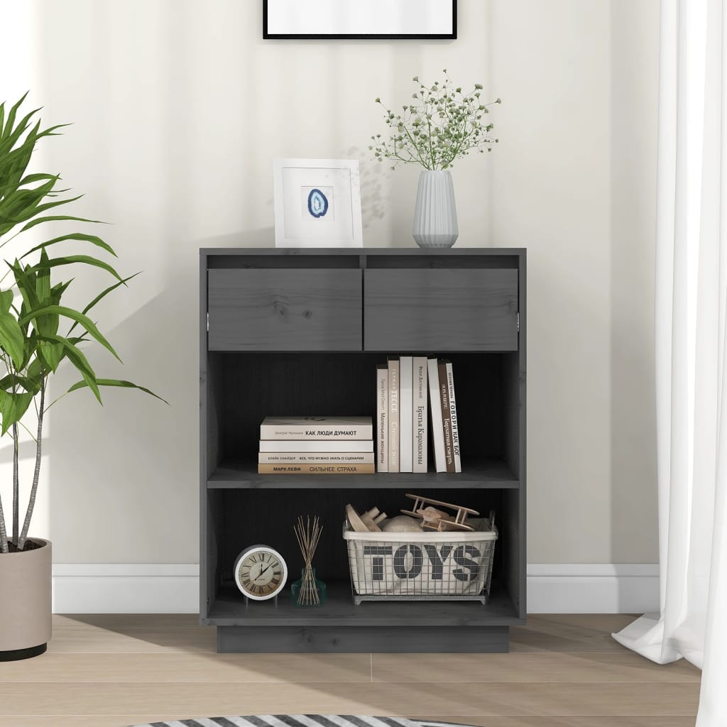 Armoire console Gris 60x34x75 cm Bois de pin solide - XIOS