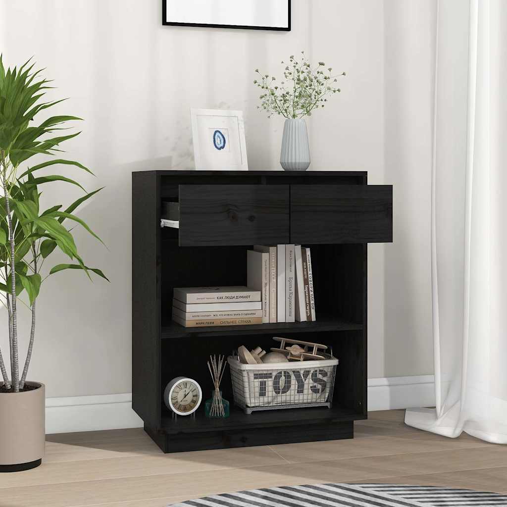 Armoire console Noir 60x34x75 cm Bois de pin solide - XIOS