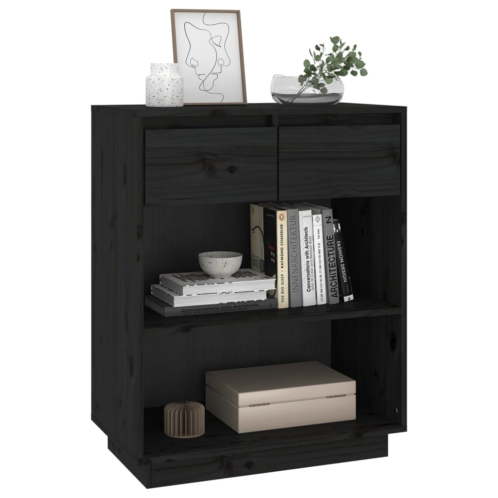 Armoire console Noir 60x34x75 cm Bois de pin solide - XIOS