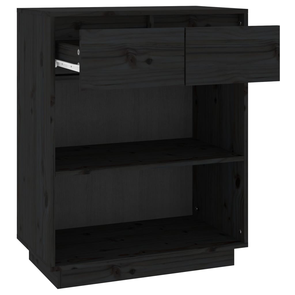 Armoire console Noir 60x34x75 cm Bois de pin solide - XIOS