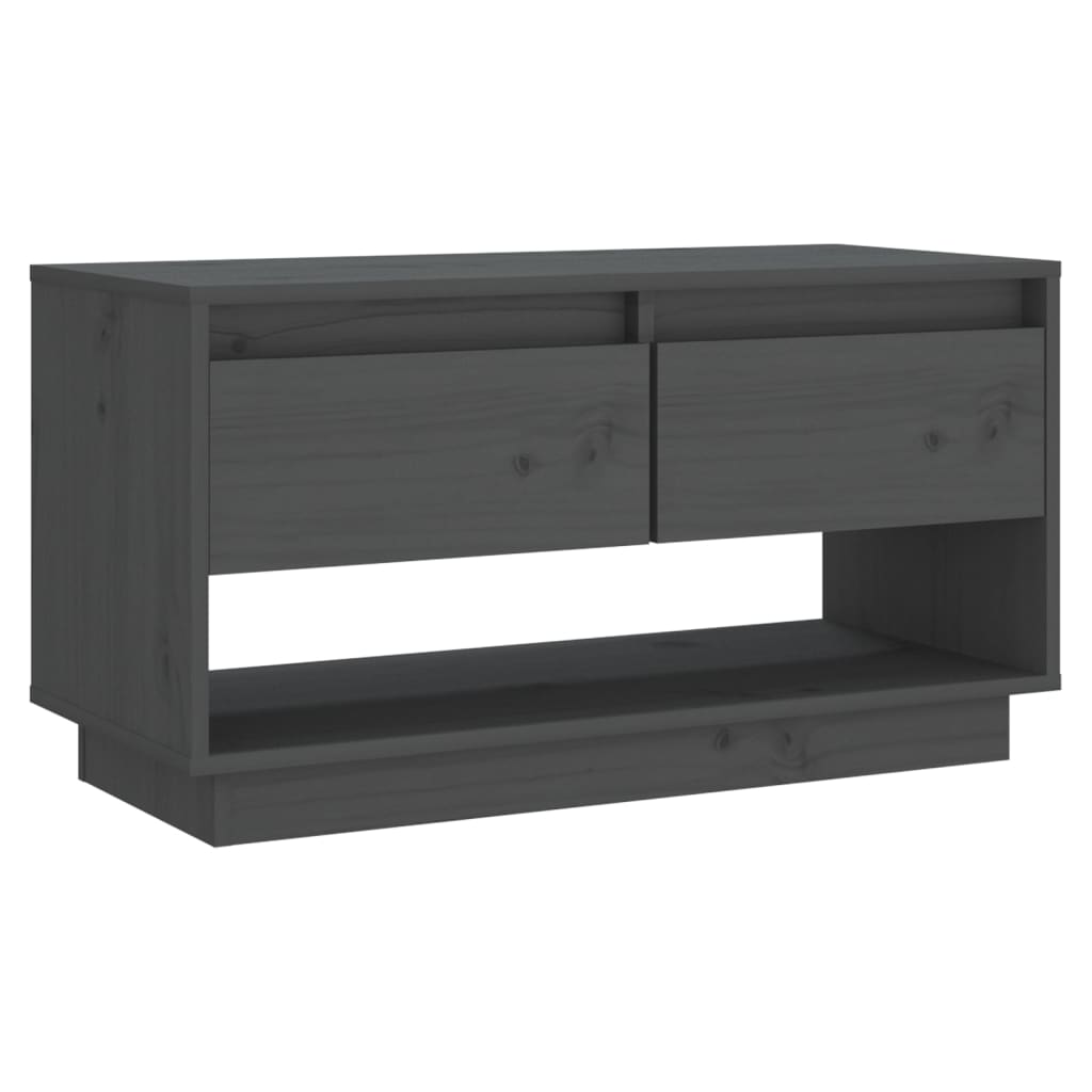 Meuble TV Gris 74x34x40 cm Bois de pin massif - XIOS