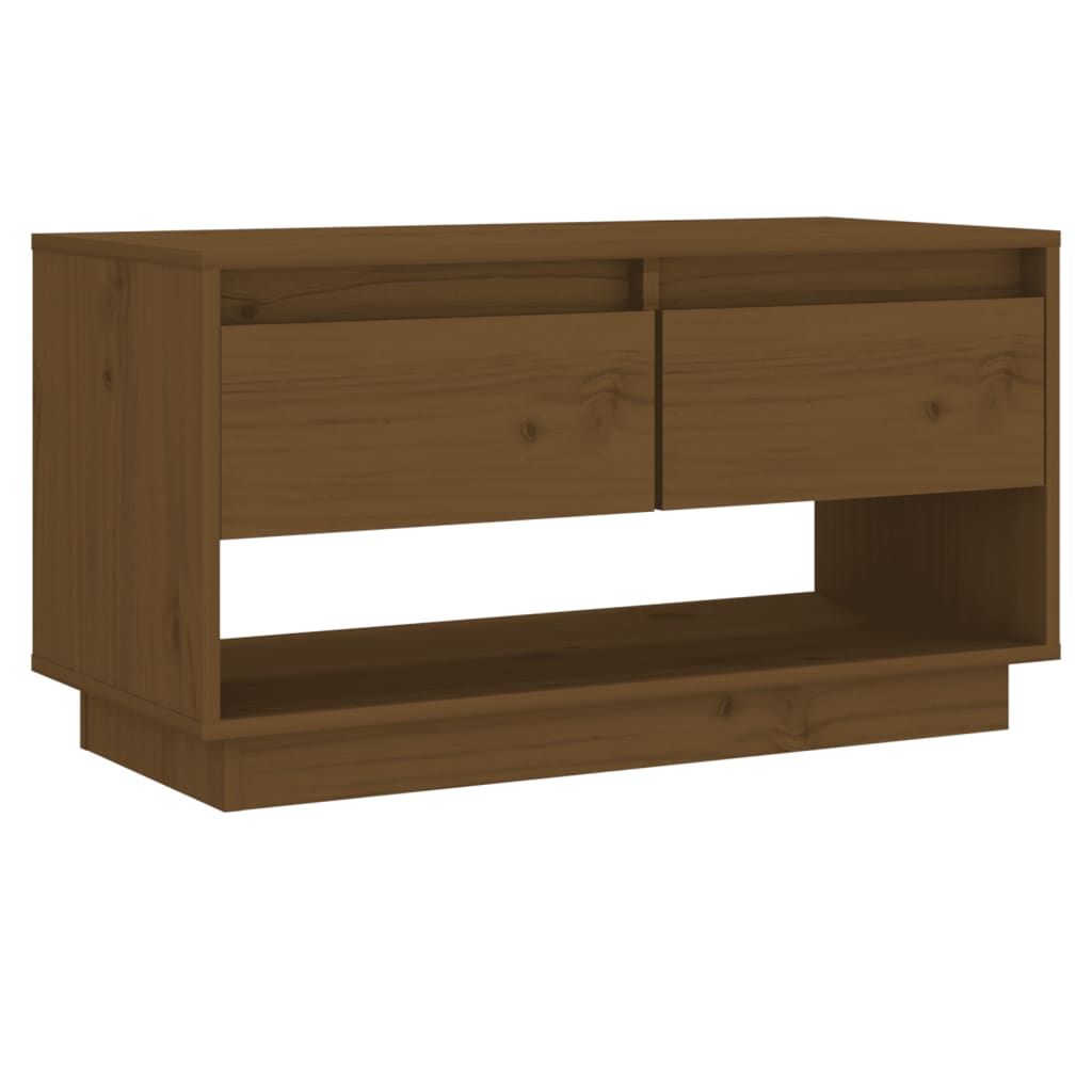 Meuble TV Marron miel 74x34x40 cm Bois de pin massif - XIOS