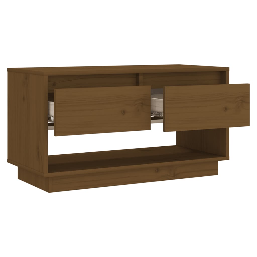 Meuble TV Marron miel 74x34x40 cm Bois de pin massif - XIOS