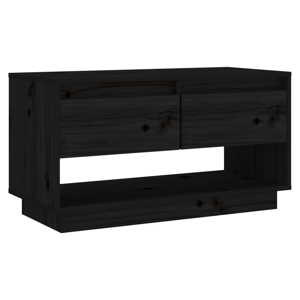 Meuble TV Noir 74x34x40 cm Bois de pin massif - XIOS