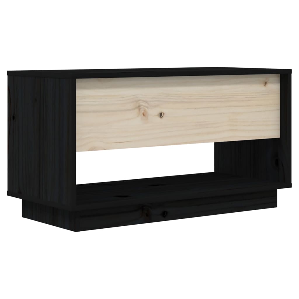 Meuble TV Noir 74x34x40 cm Bois de pin massif - XIOS