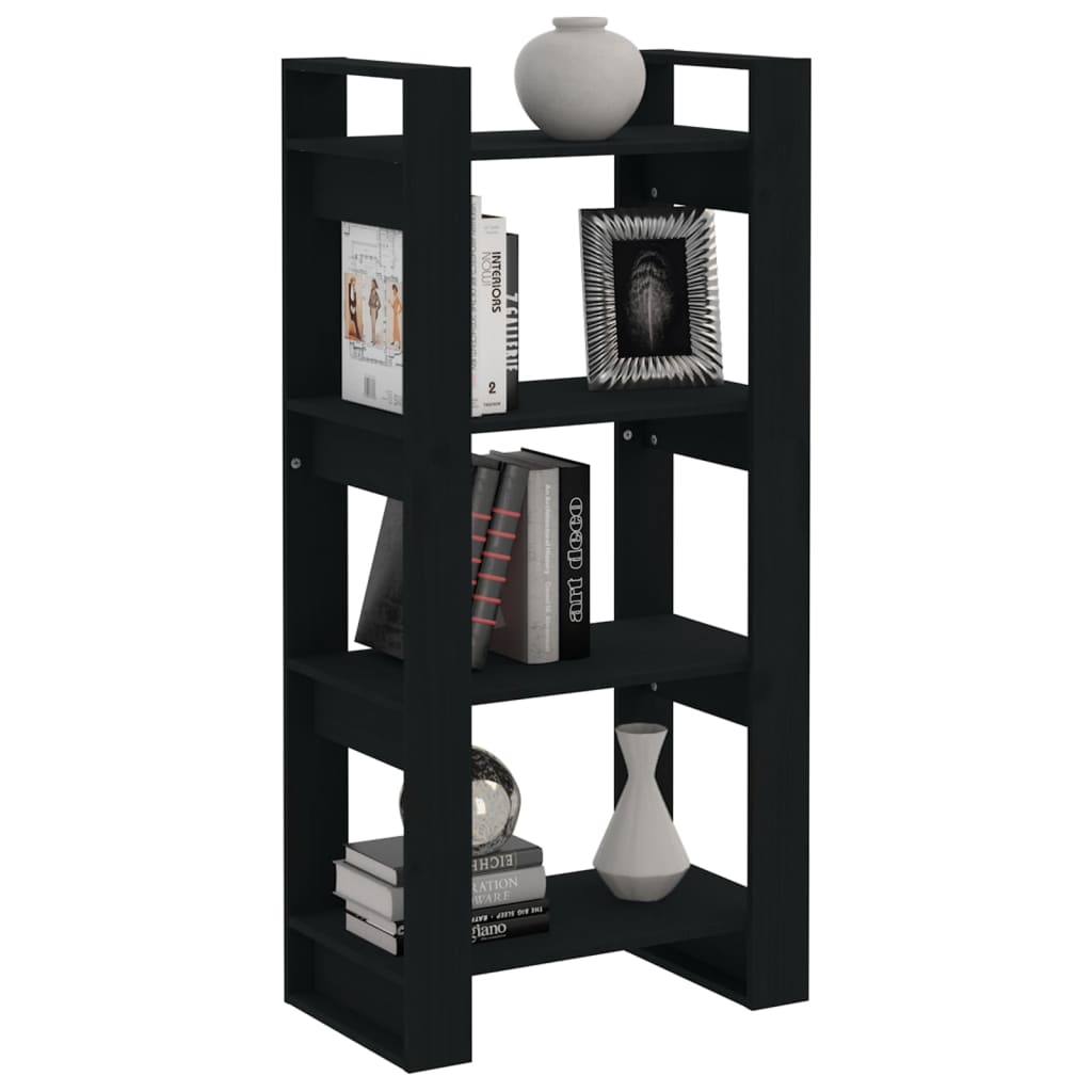 Bibliothèque/Séparateur de pièce Noir 60x35x125 cm Bois massif - XIOS
