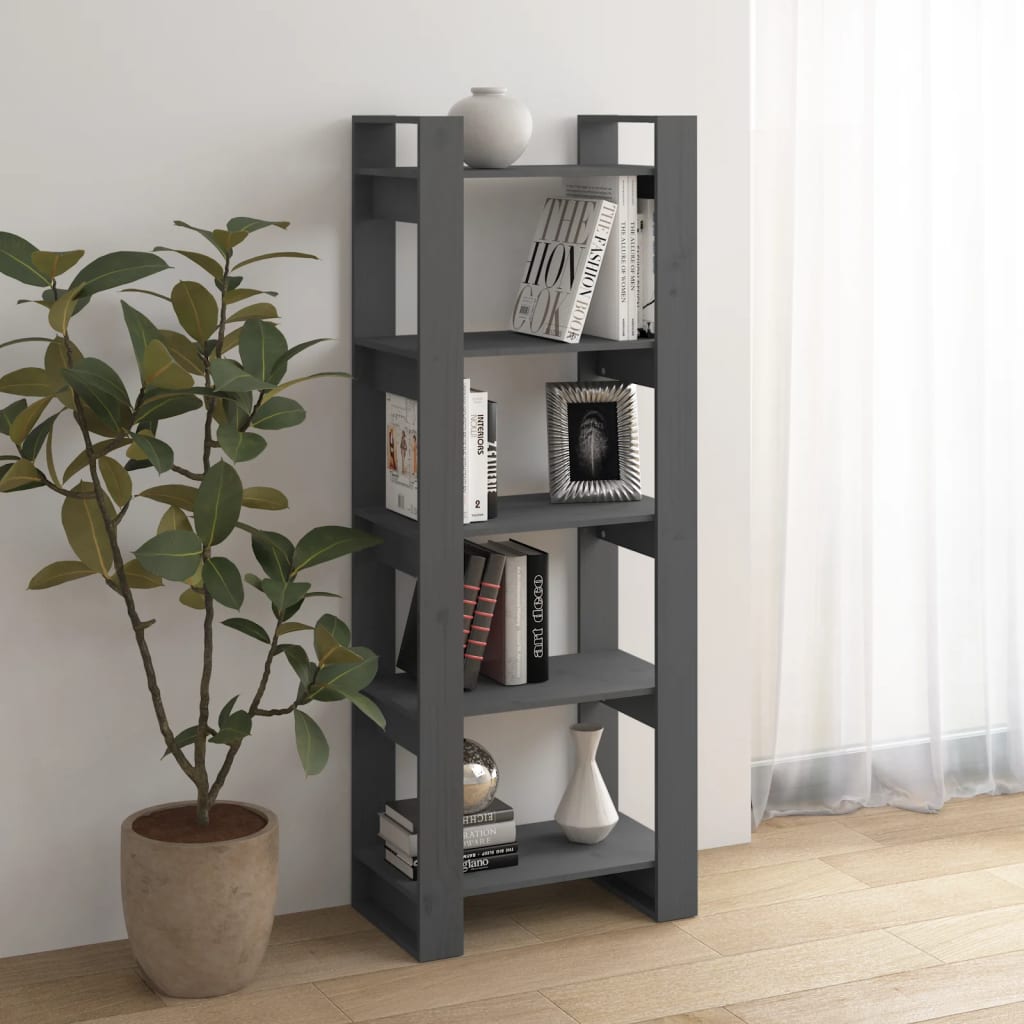 Bibliothèque/Séparateur de pièce Gris 60x35x160 cm Bois massif - XIOS