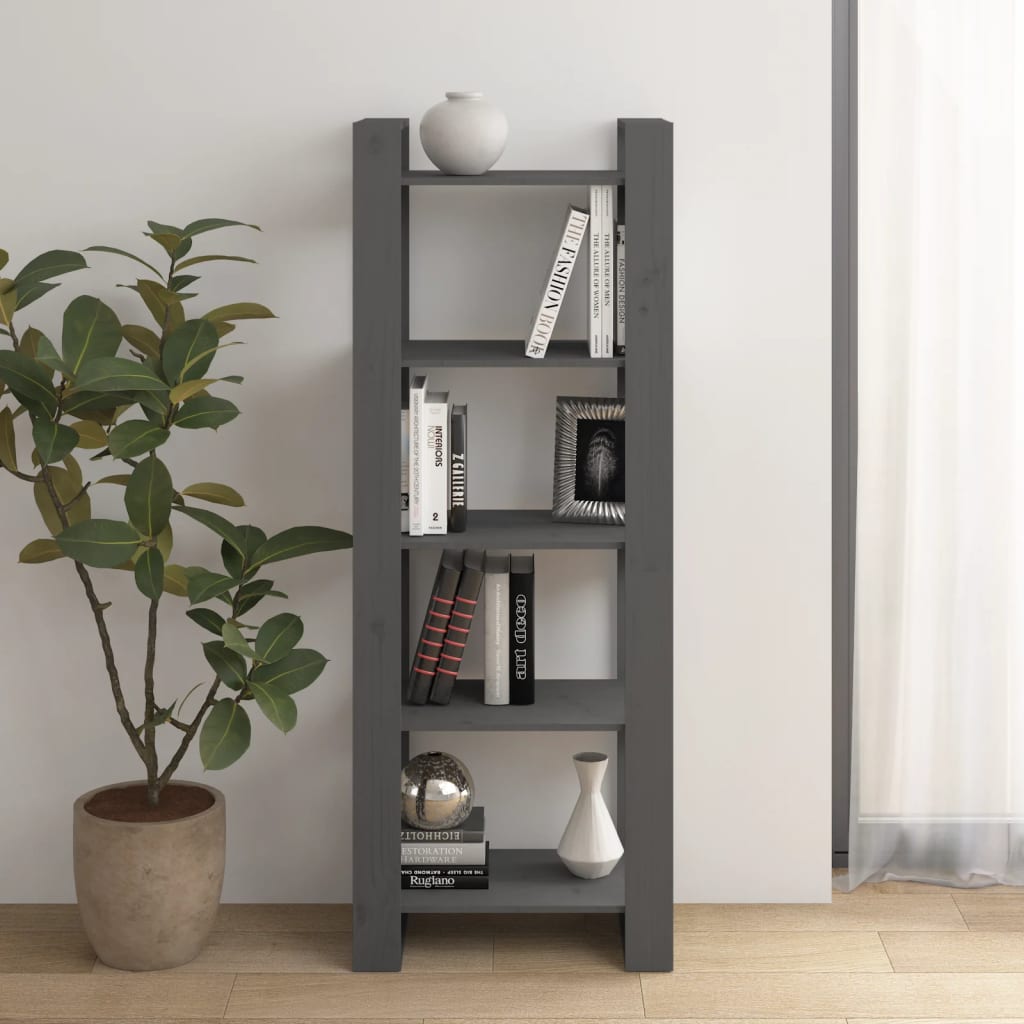 Bibliothèque/Séparateur de pièce Gris 60x35x160 cm Bois massif - XIOS