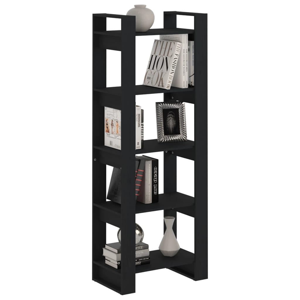 Bibliothèque/Séparateur de pièce Noir 60x35x160 cm Bois massif - XIOS