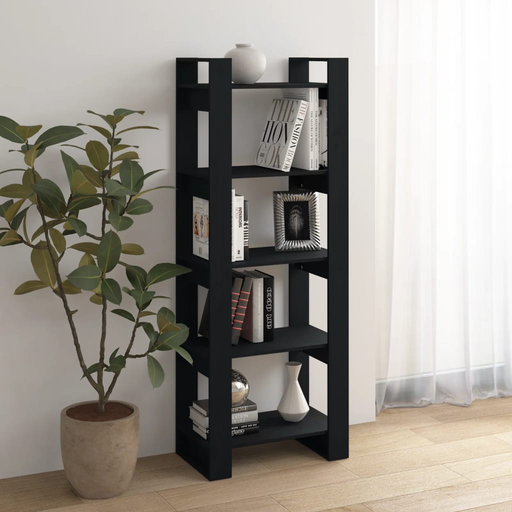 Bibliothèque/Séparateur de pièce Noir 60x35x160 cm Bois massif - XIOS