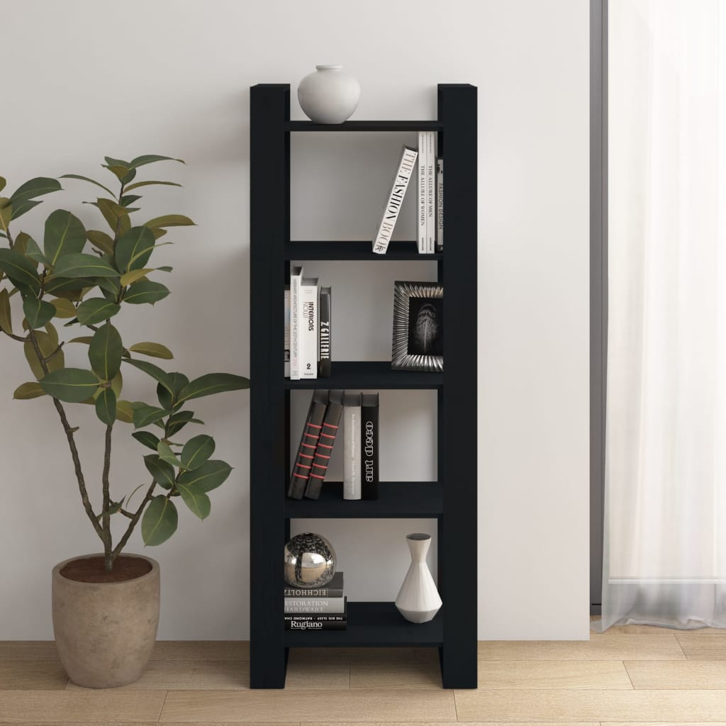 Bibliothèque/Séparateur de pièce Noir 60x35x160 cm Bois massif - XIOS