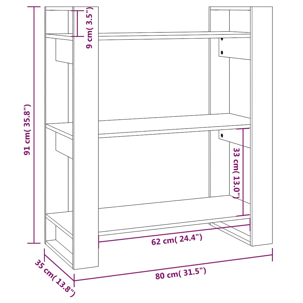 Bibliothèque/Séparateur de pièce 80x35x91 cm Bois massif Pin - XIOS