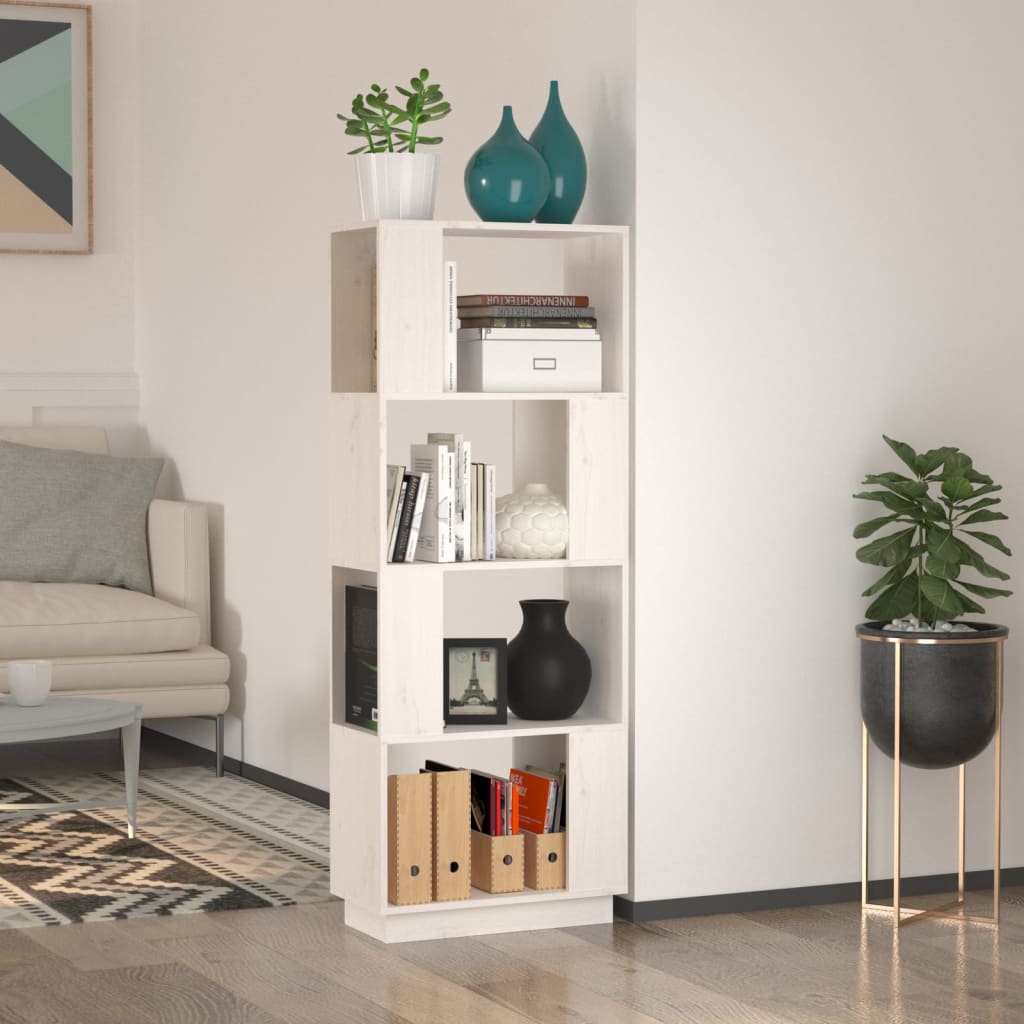 Bibliothèque/Séparateur de pièce Blanc 51x25x132 cm Pin massif - XIOS
