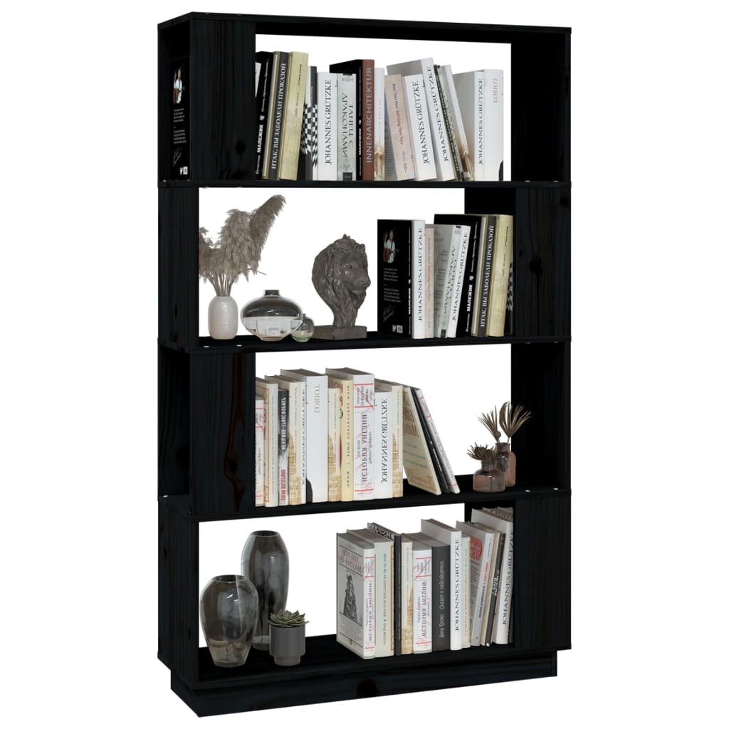 Bibliothèque/Séparateur de pièce Noir 80x25x132 cm Pin massif - XIOS