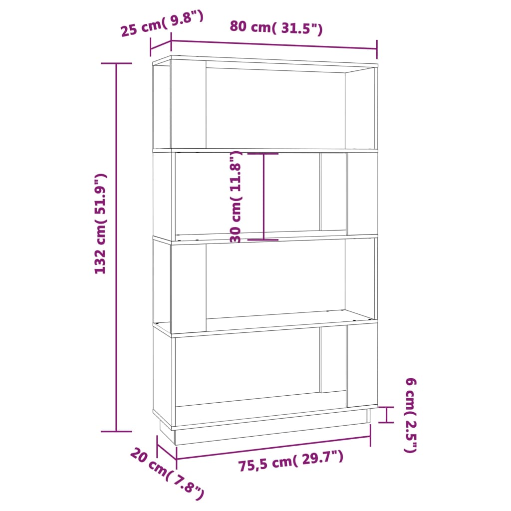 Bibliothèque/Séparateur de pièce Noir 80x25x132 cm Pin massif - XIOS