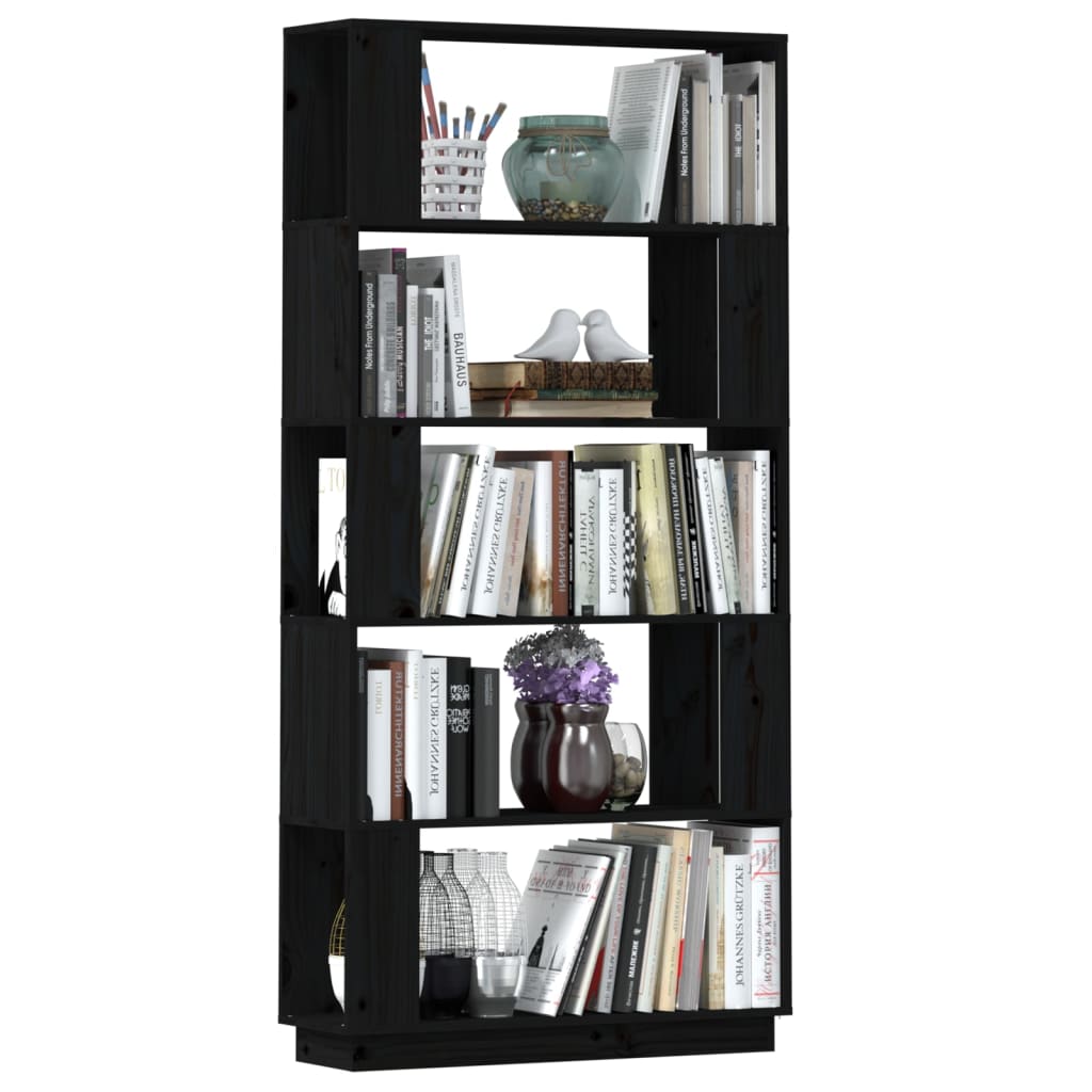 Bibliothèque/Séparateur de pièce Noir 80x25x163,5 cm Pin massif - XIOS