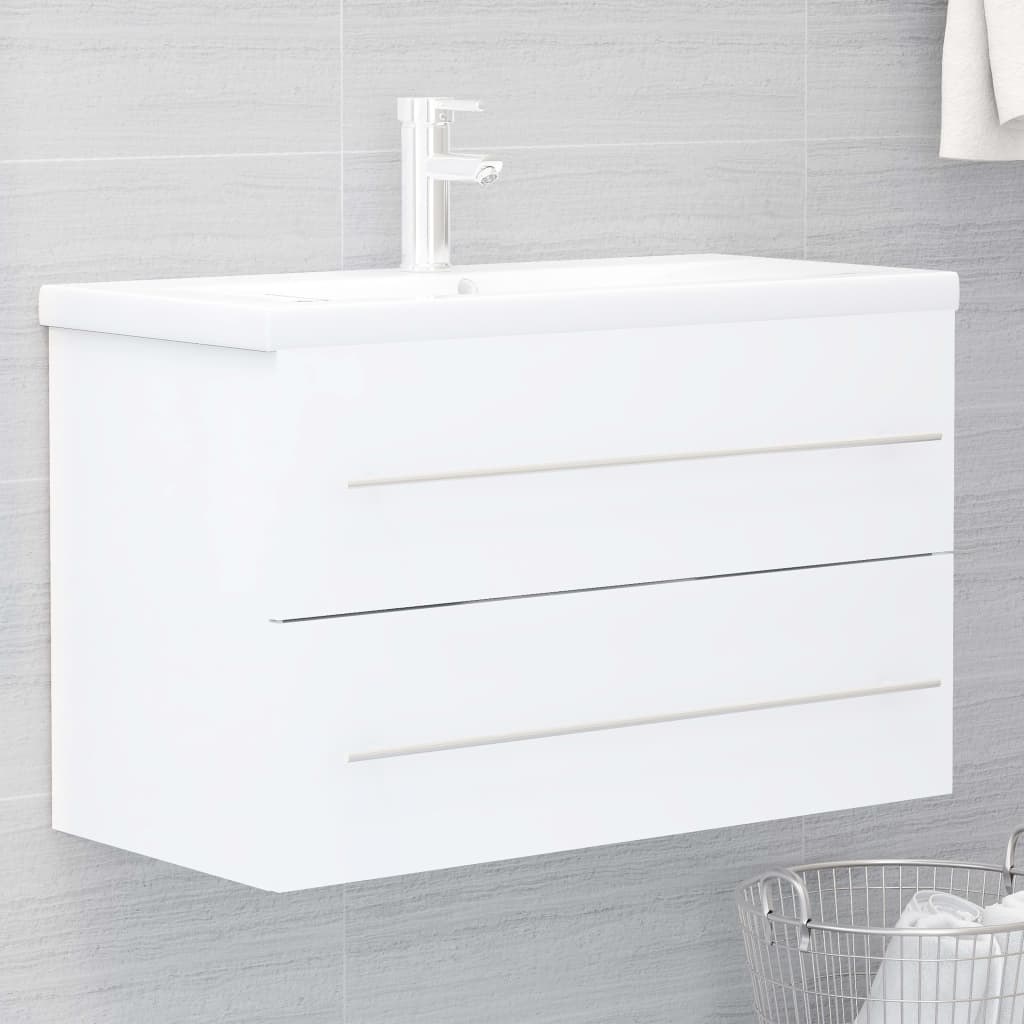 Armoire d'évier avec lavabo intégré Blanc Aggloméré - XIOS