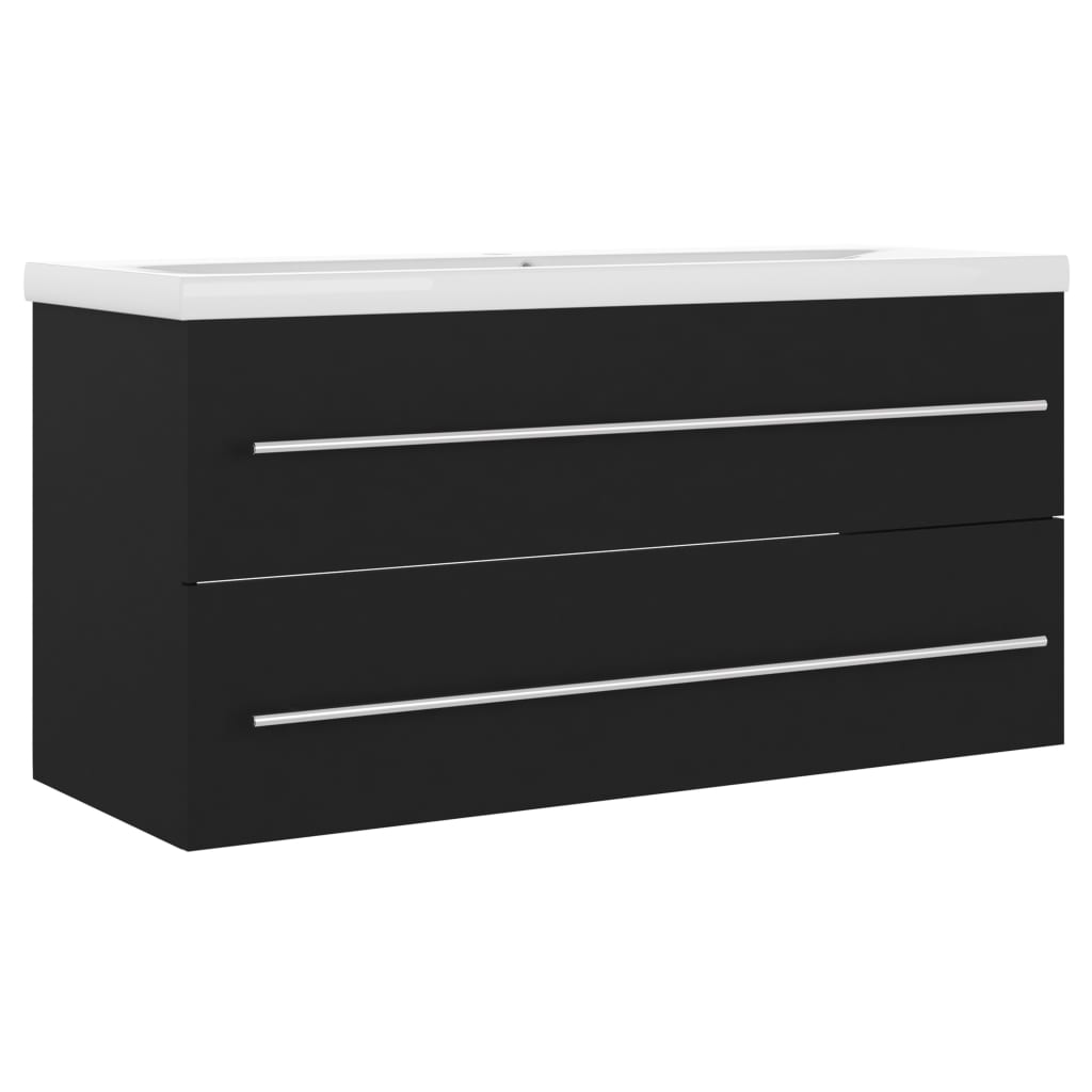 Armoire d'évier avec lavabo intégré Noir Aggloméré - XIOS