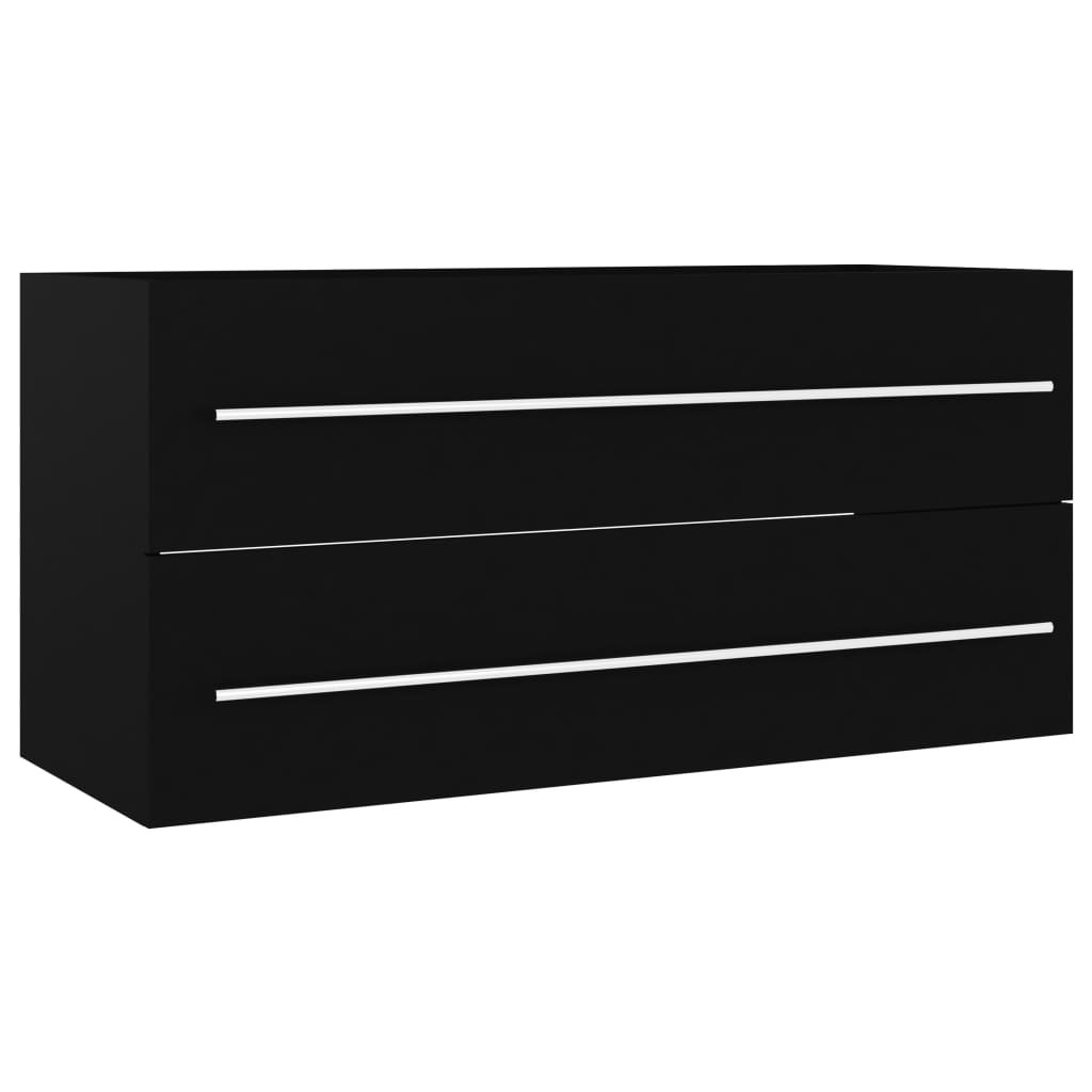 Armoire d'évier avec lavabo intégré Noir Aggloméré - XIOS