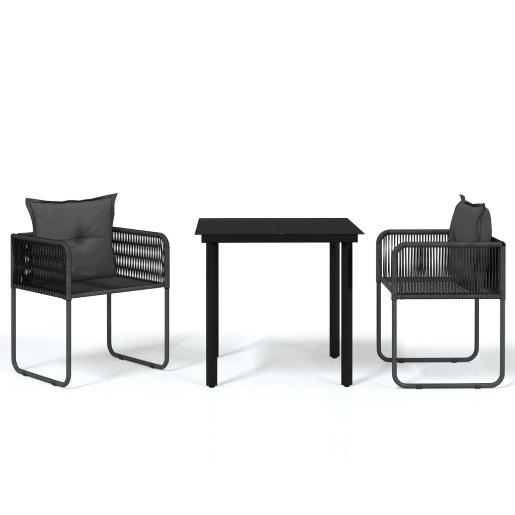 Ensemble à manger de jardin 3 pcs Noir