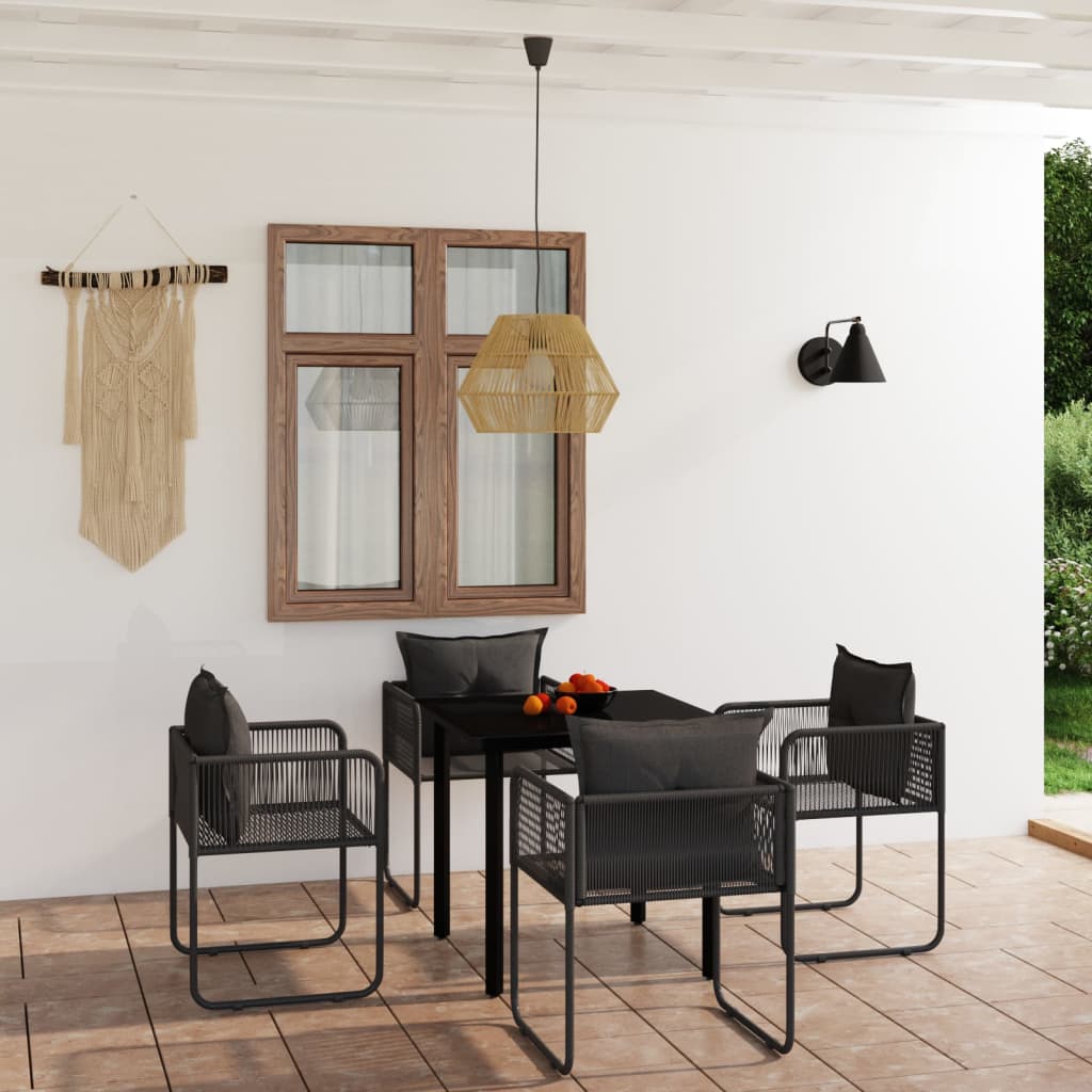 Ensemble à manger de jardin 5 pcs Noir