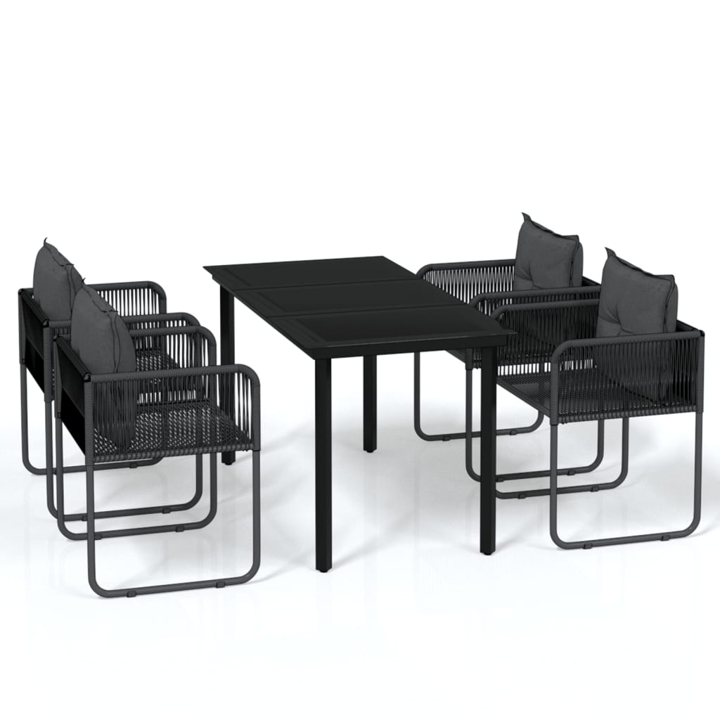 Ensemble à manger de jardin 5 pcs Noir