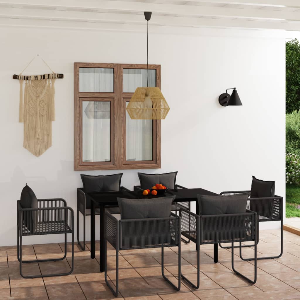 Ensemble à manger de jardin 7 pcs Noir