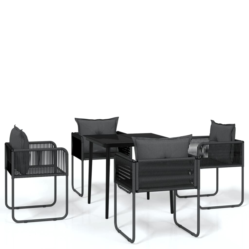 Ensemble à manger de jardin 5 pcs Noir