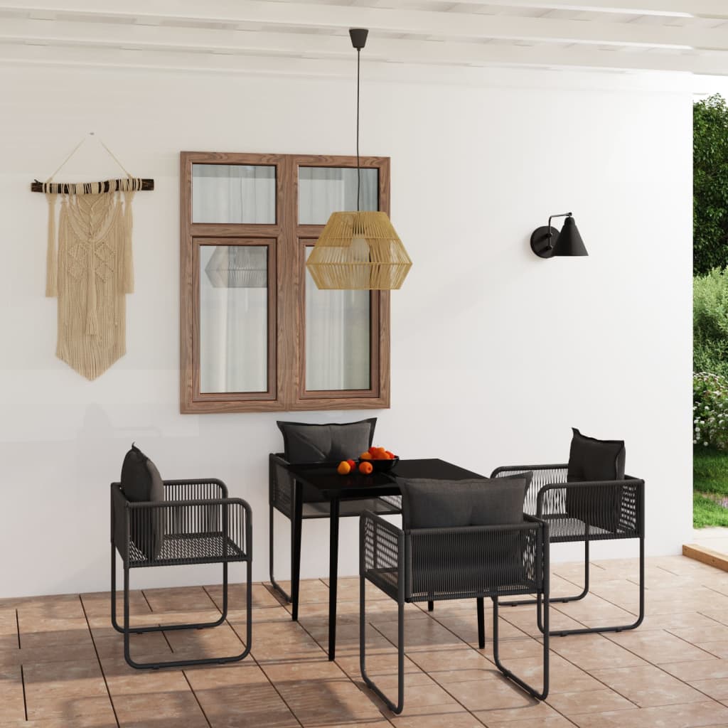 Ensemble à manger de jardin 5 pcs Noir