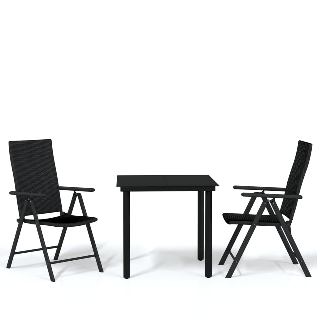 Ensemble à manger de jardin 3 pcs Noir
