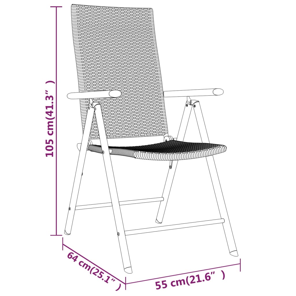 Ensemble à manger de jardin 3 pcs Noir