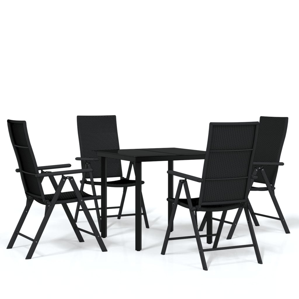 Ensemble à manger de jardin 5 pcs Noir