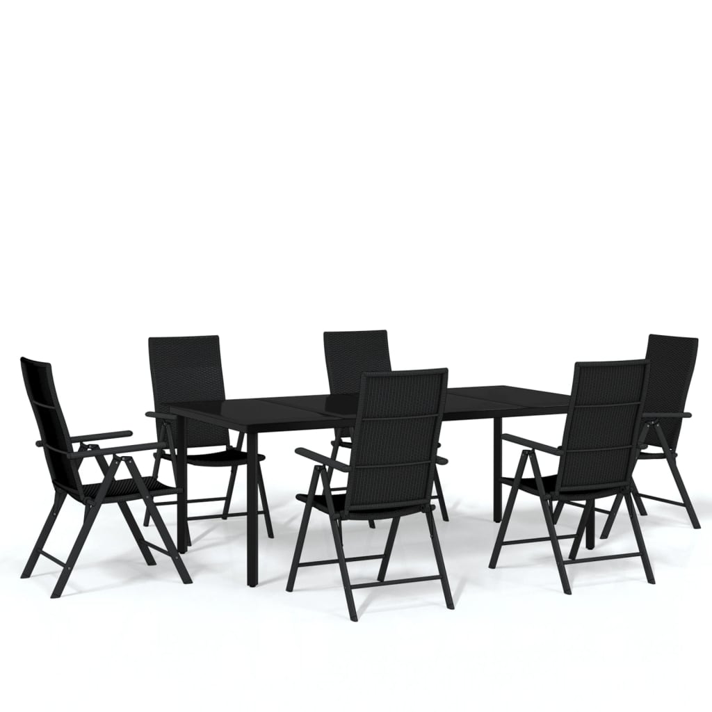 Ensemble à manger de jardin 7 pcs Noir