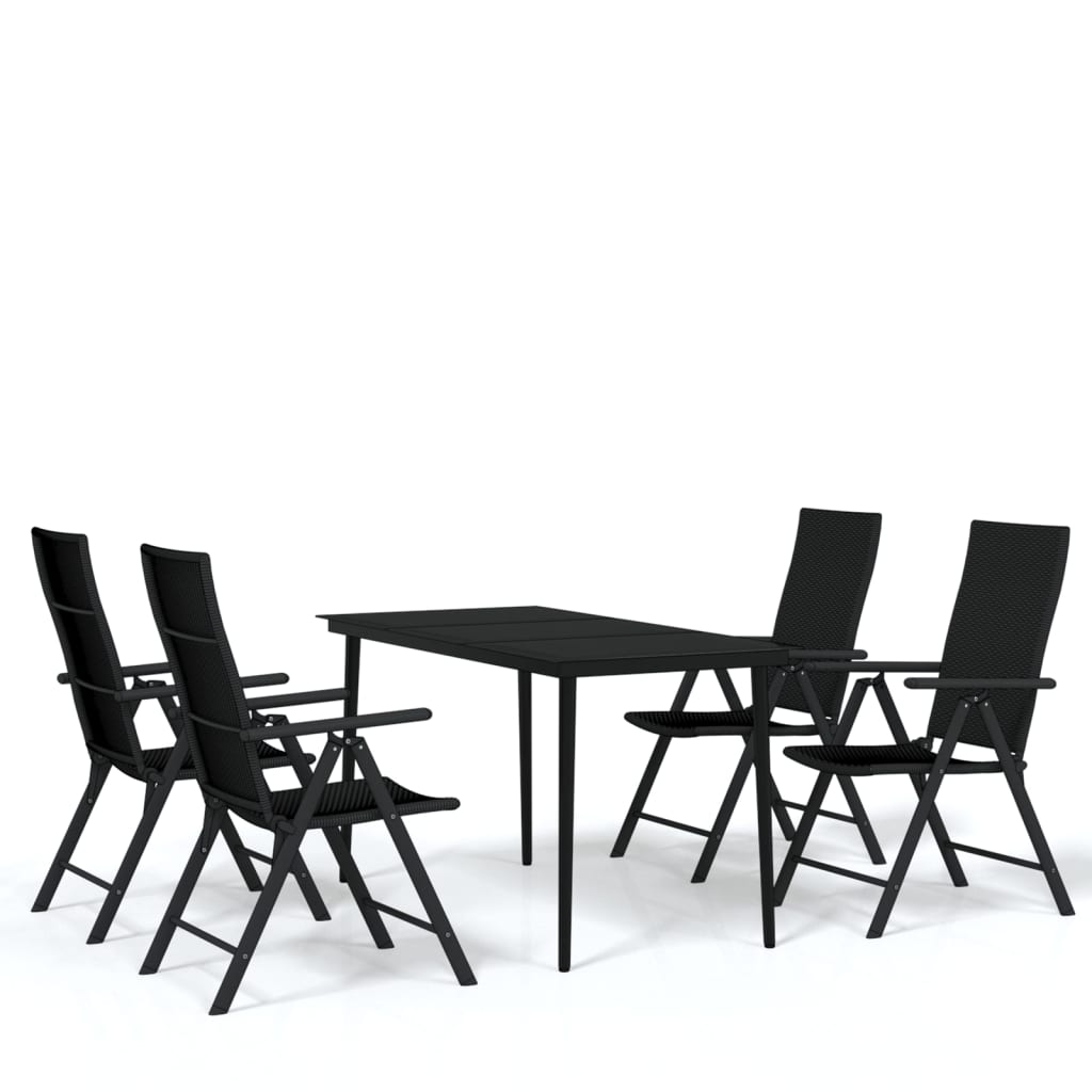 Ensemble à manger de jardin 5 pcs Noir