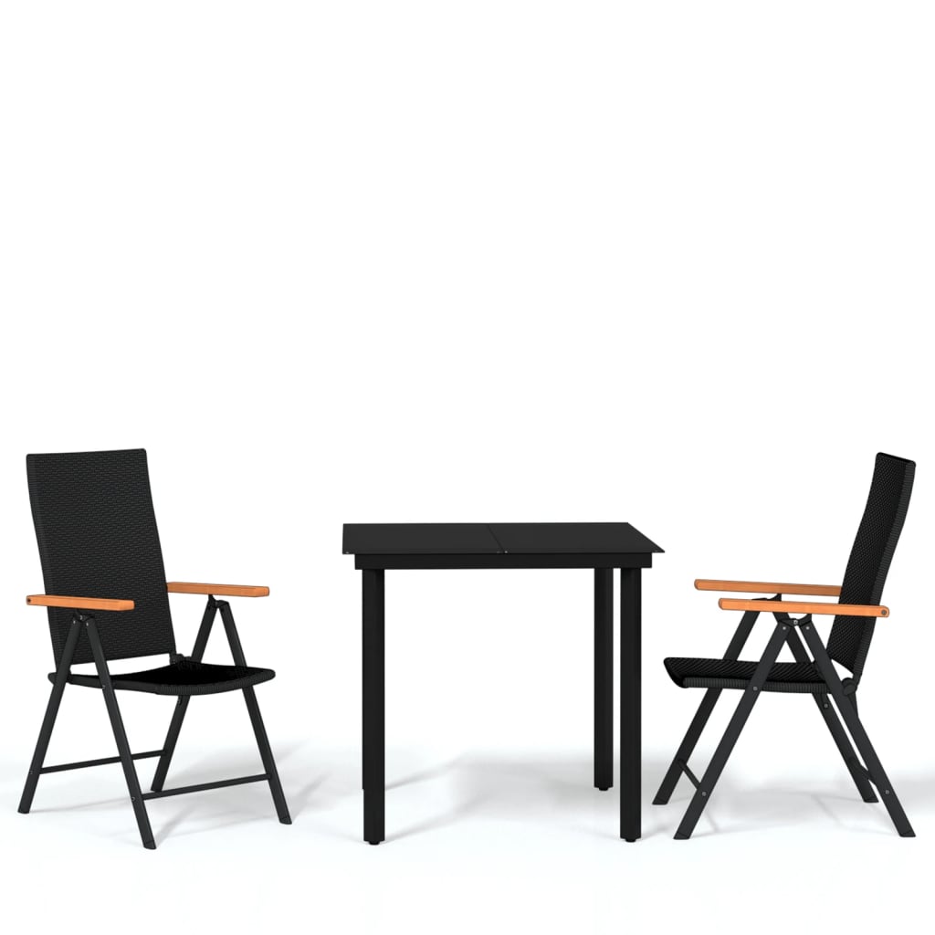 Ensemble à manger de jardin 3 pcs Noir