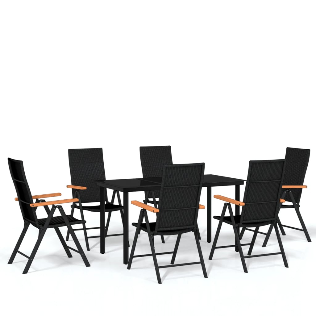 Ensemble à manger de jardin 7 pcs Noir - XIOS